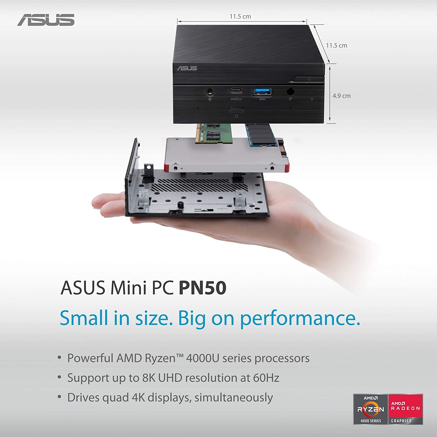 ASUS Mini PC PN50 with Ryzen 3 4300U with Keyboard and Mouse - image 5