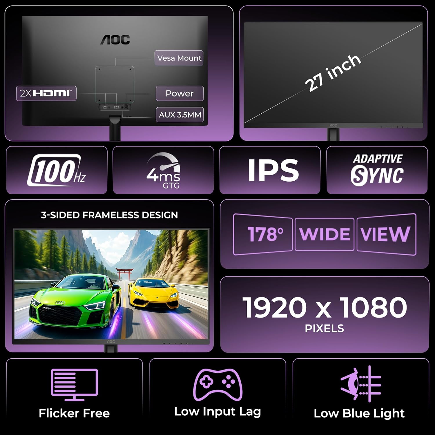 AOC 27B2H2 27inch Full HD IPS Monitor - image 7