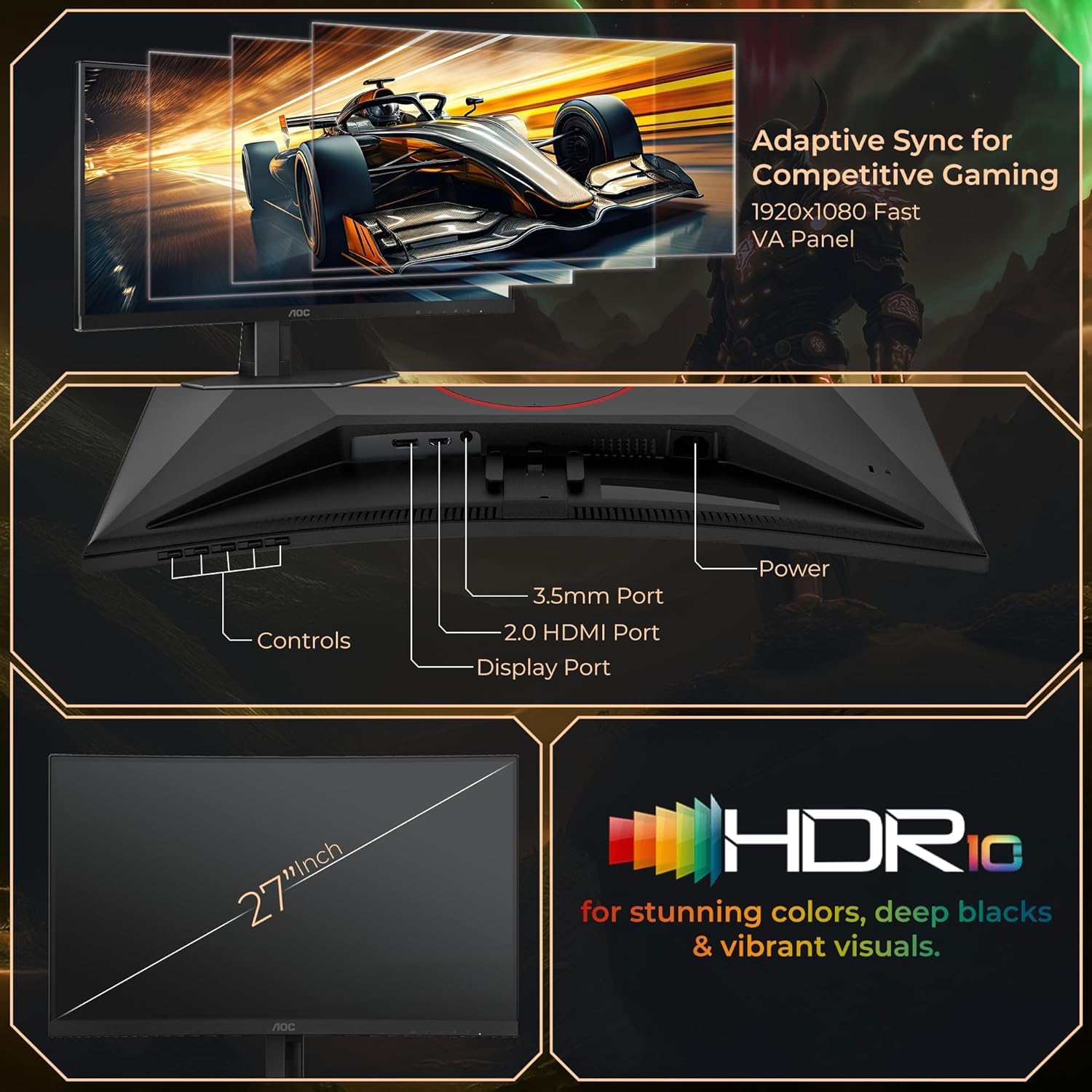 AOC C27G4Z 27inch Full HD VA Curved Monitor - image 5