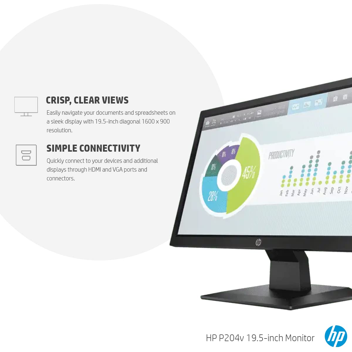HP P204V 19.5 inch LCD Monitor - image 2