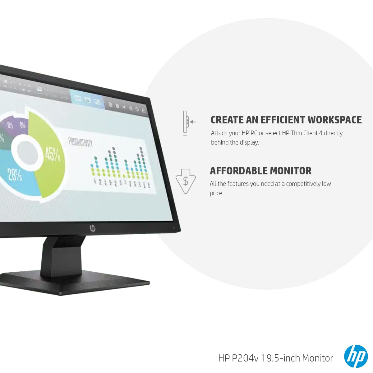 HP P204V 19.5 inch LCD Monitor - image 3