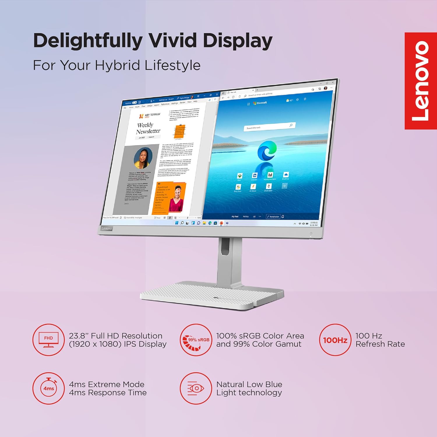 Lenovo L24M-40 24inch FHD IPS Ultraslim Monitor - image 2