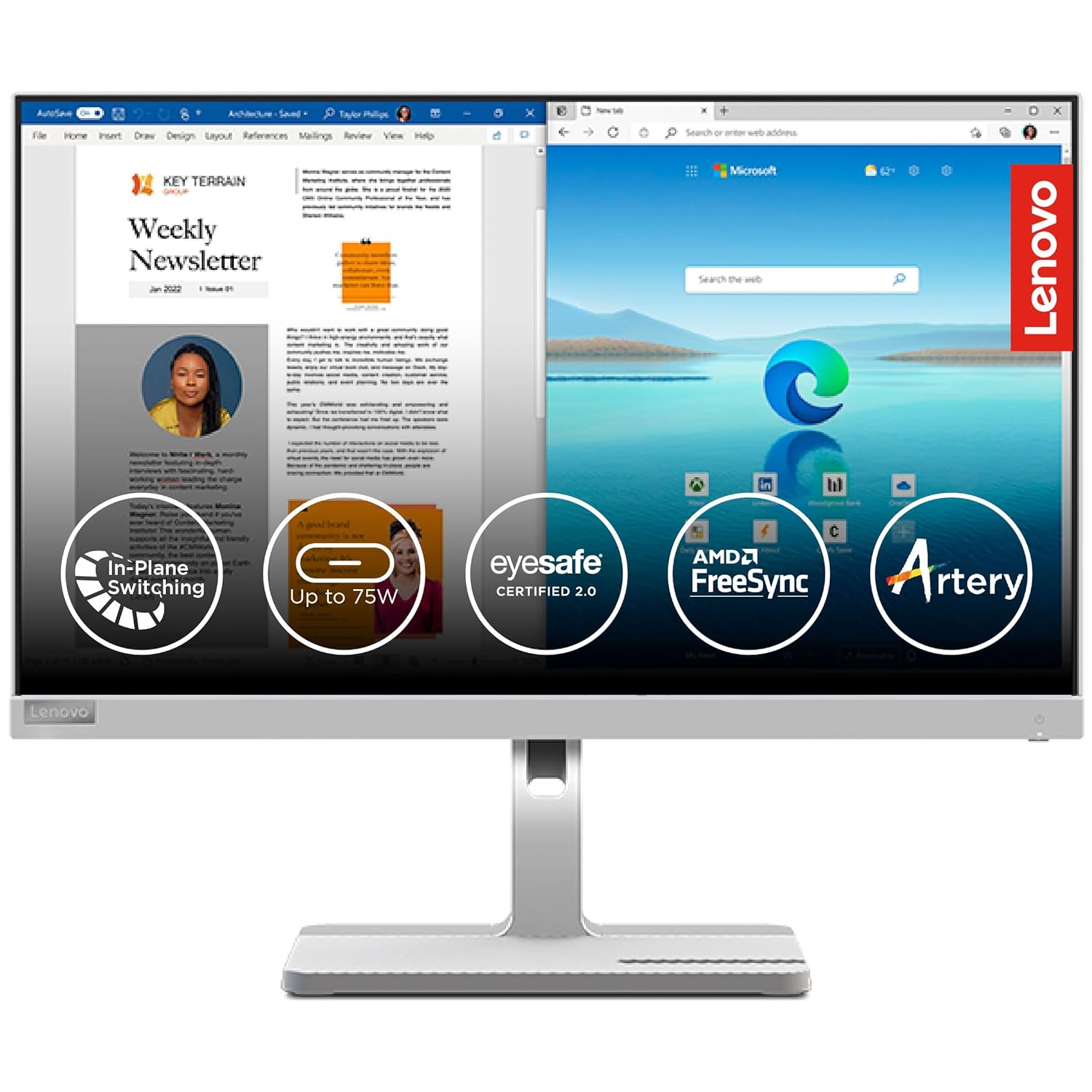 Lenovo L24M-40 24inch FHD IPS Ultraslim Monitor - image 3