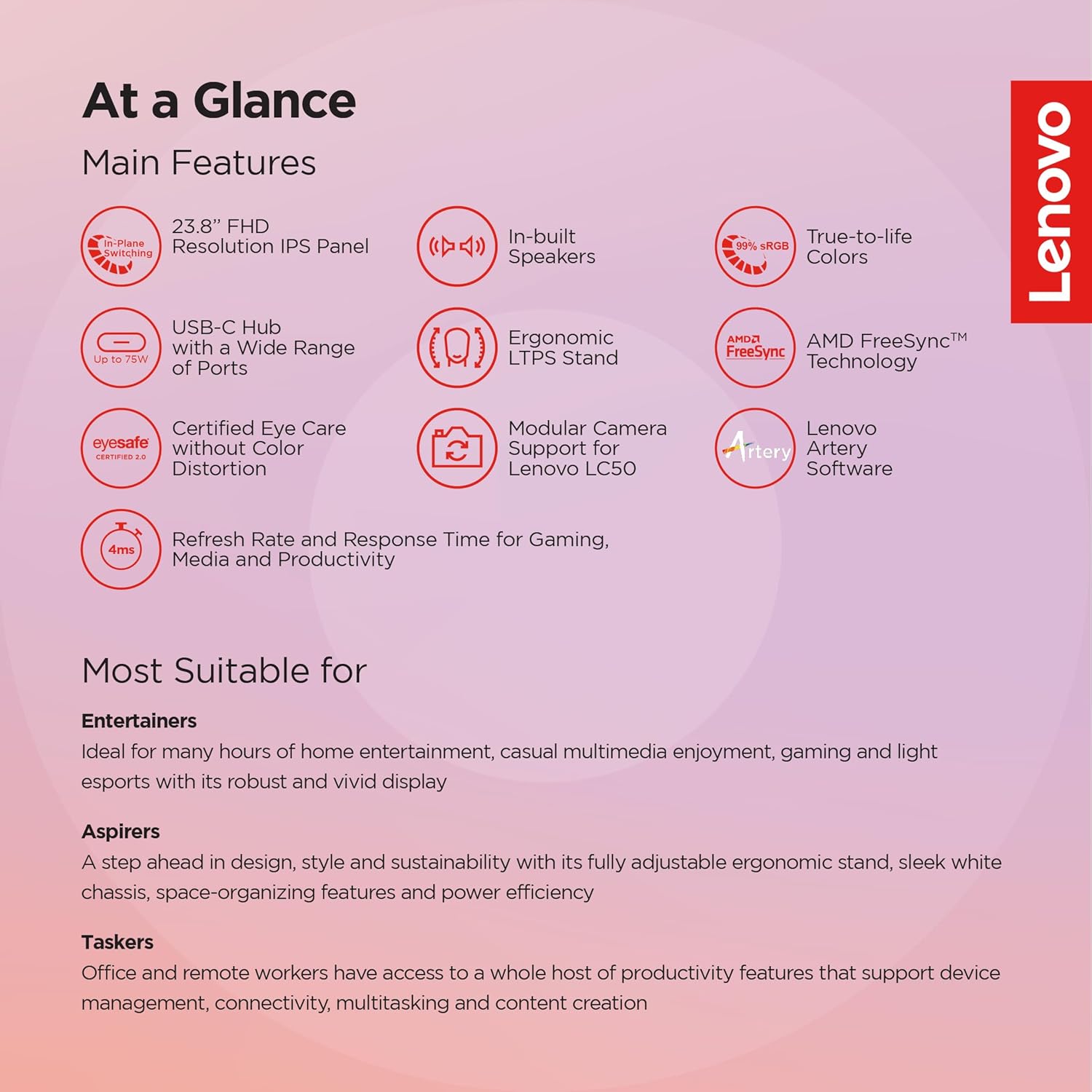 Lenovo L24M-40 24inch FHD IPS Ultraslim Monitor - image 6
