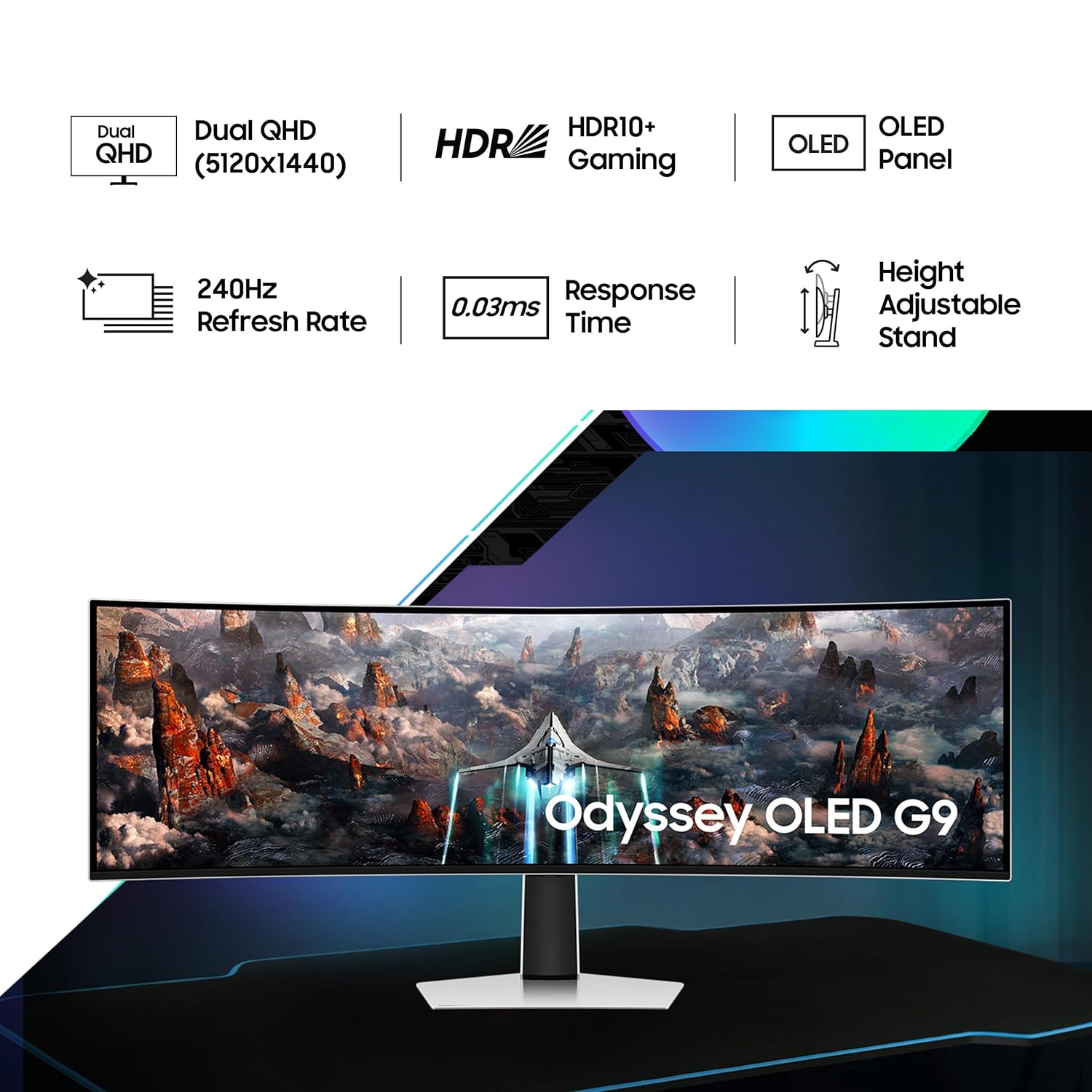 Samsung Odyssey Oled G9 Curve 49inch 144Hz DQHD LS49DG910SWXXL - image 2