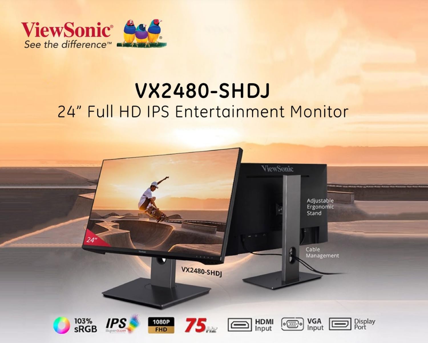 ViewSonic VX2480-SHDJ 24inch IPS FHD Monitor - image 2