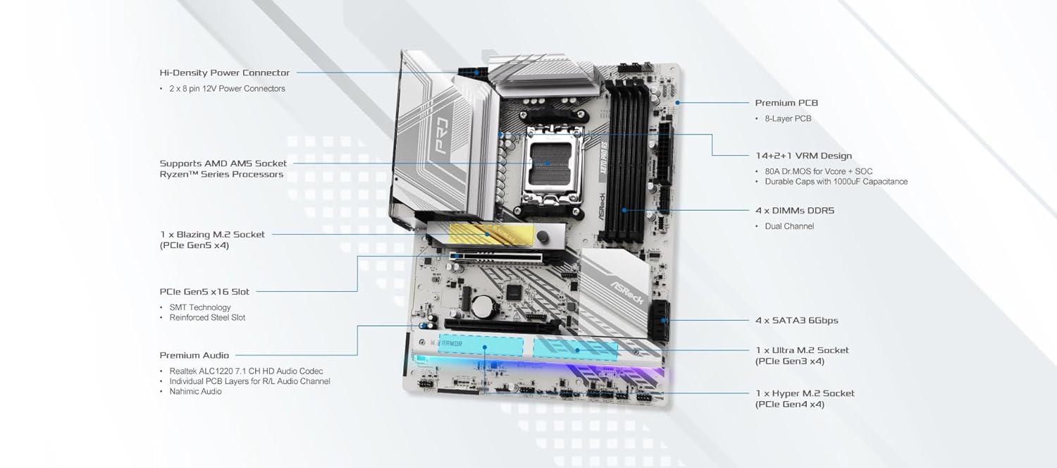 ASRock X870 Pro RS WIFI AM5 AMD Base Motherboard - image 5