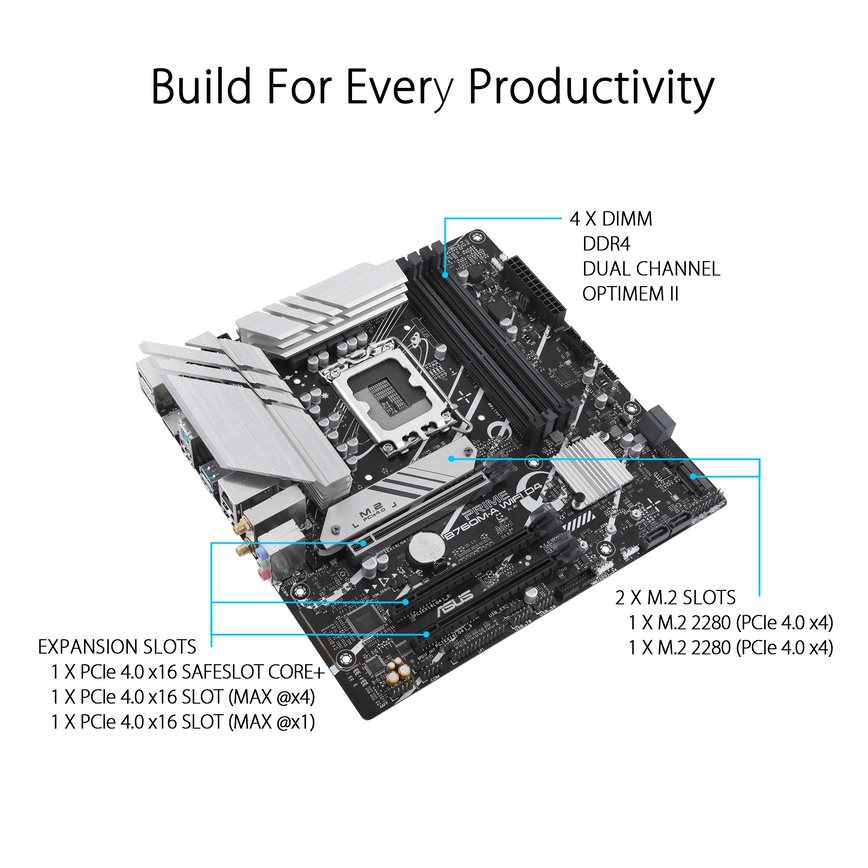 ASUS PRIME B760M-A WIFI D4 LGA 1700 mATX motherboard - image 4