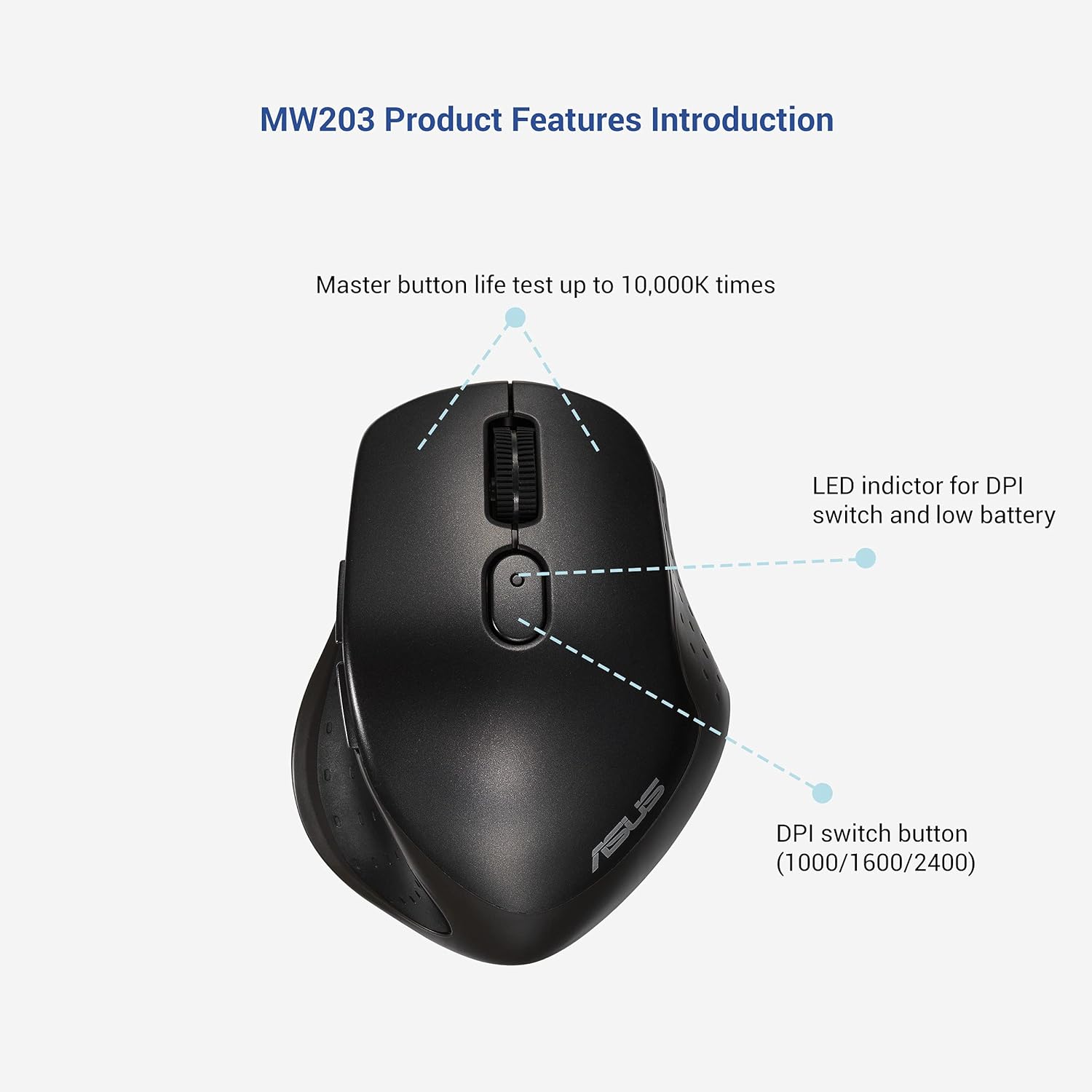 ASUS MW203 Black Multi-Device Wireless Silent Mouse - image 3