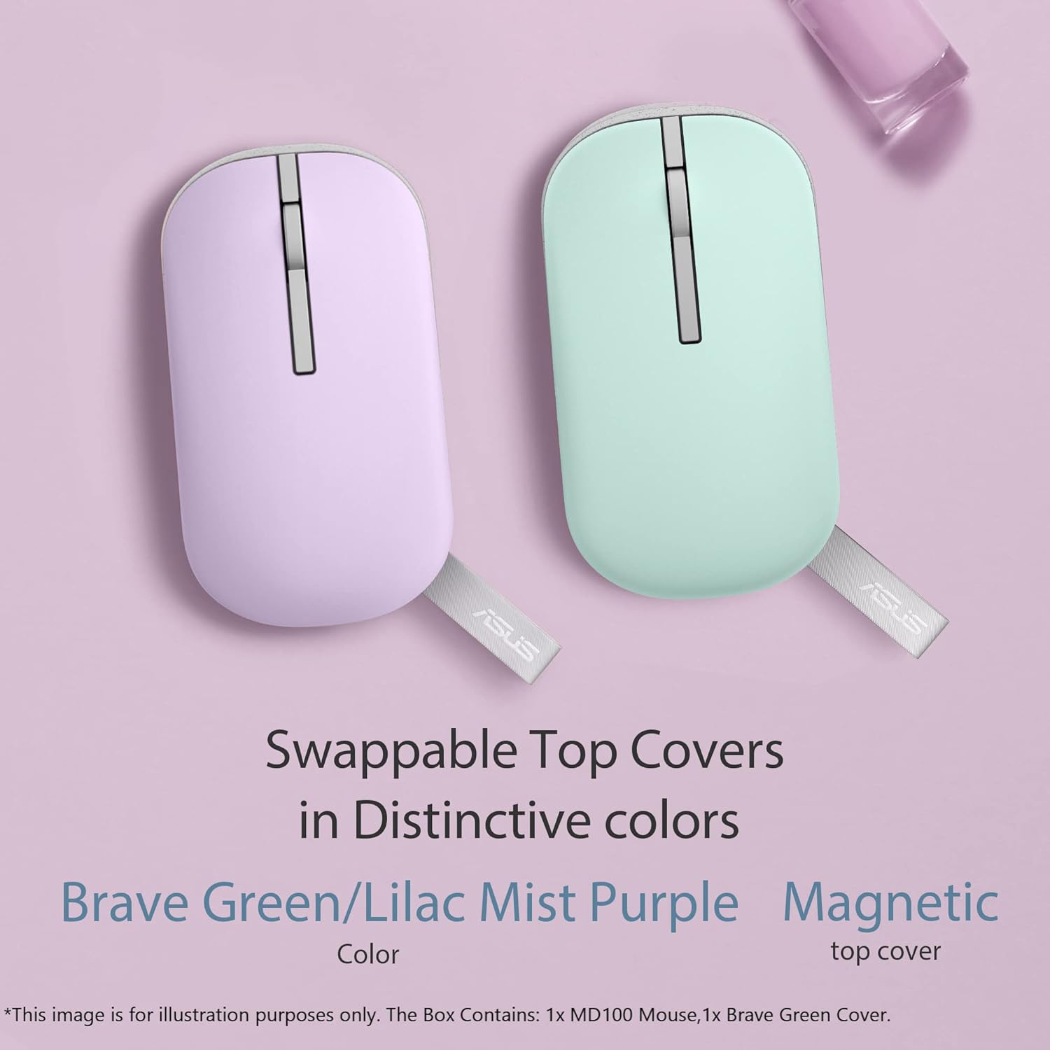 ASUS Marshmallow MD100 Lilac Mist Purple/Brave Green Wireless Mouse - image 3