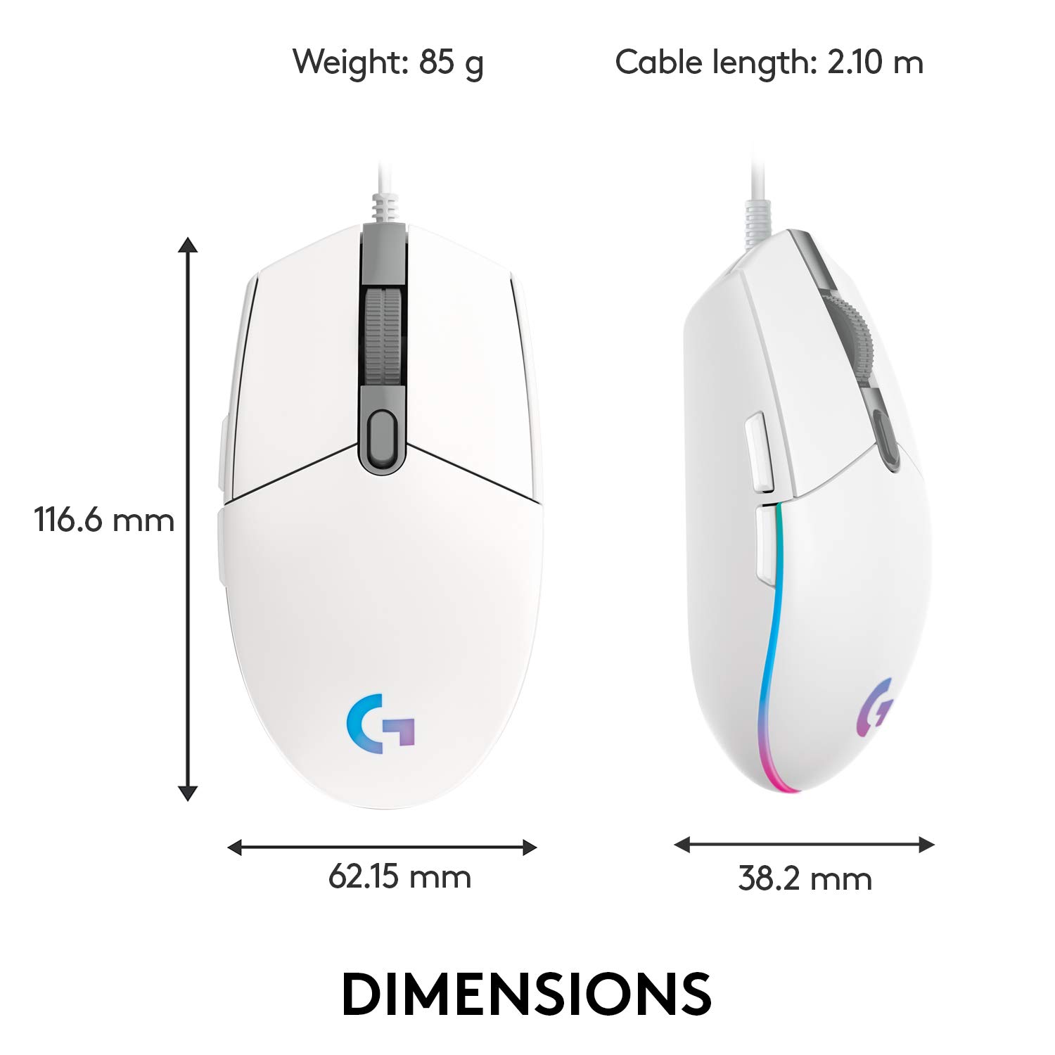 Logitech G102 Lightsync White 8000 DPI RGB Gaming Mouse - image 7