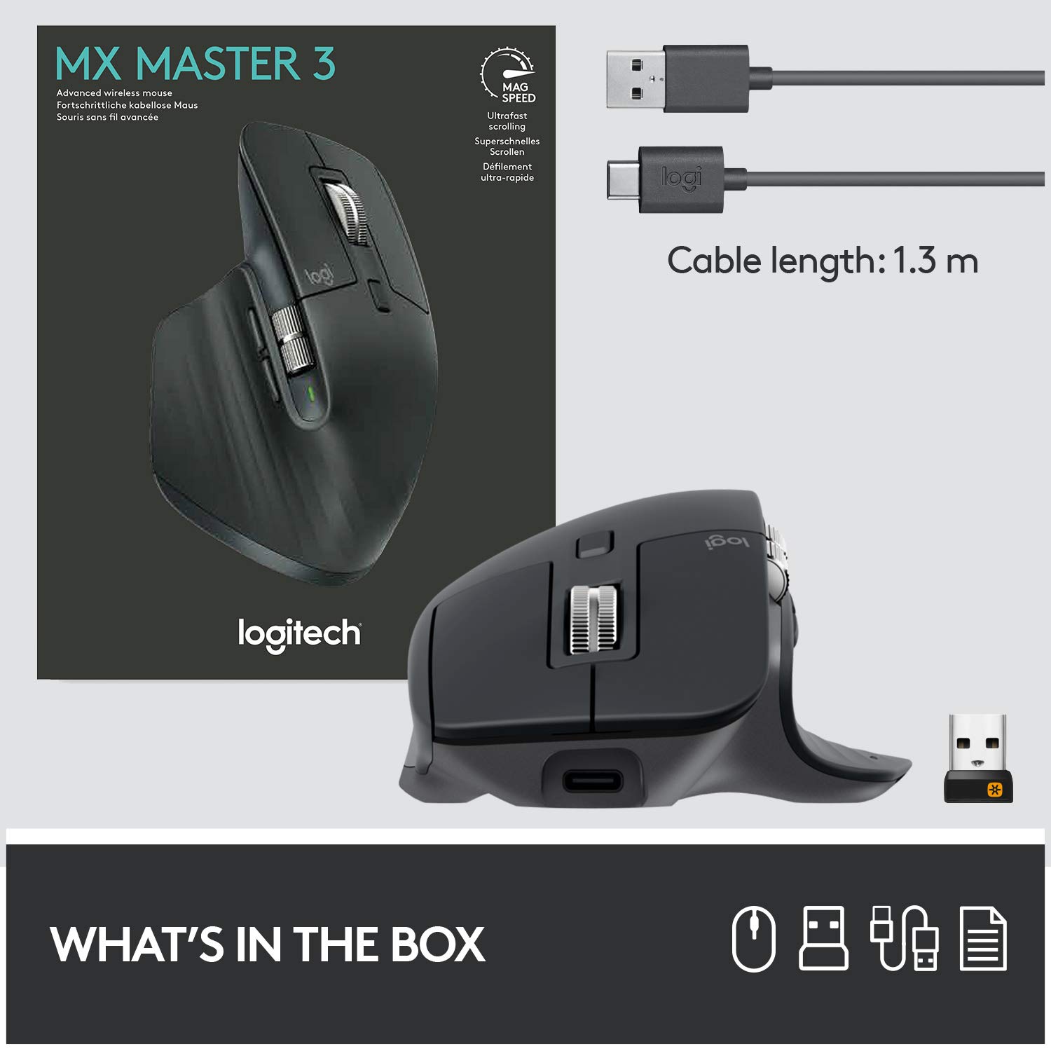Logitech MX Master 3 Wireless Mouse Dark Grey - image 10