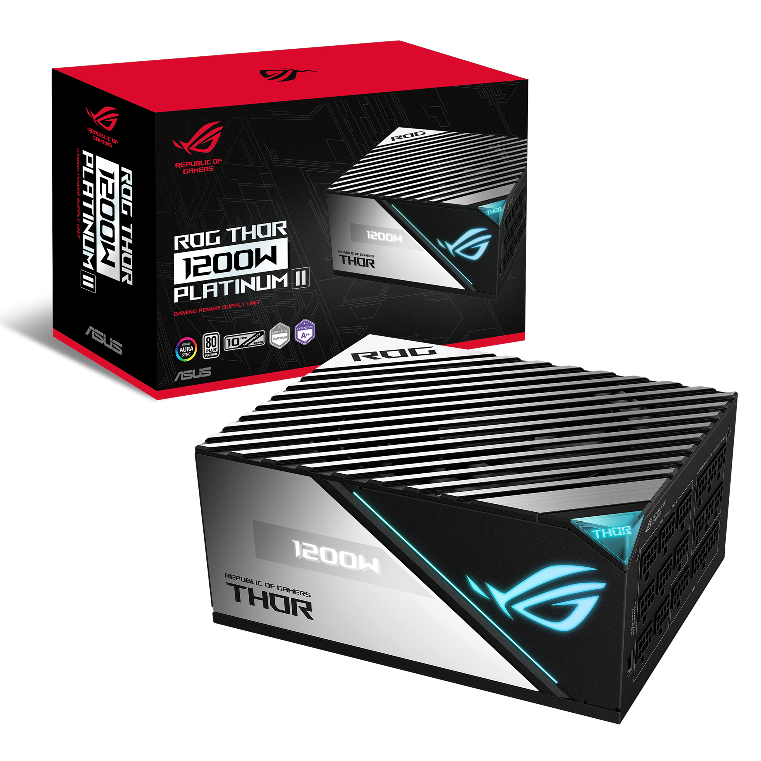ASUS ROG-THOR-1200P2-GAMING 1200W 80 Plus Platinum II Certification Power Supply Unit with Lambda A++ Certification, ROG heatsinks, Axial-tech fan with PWM control, OLED display and Aura Sync