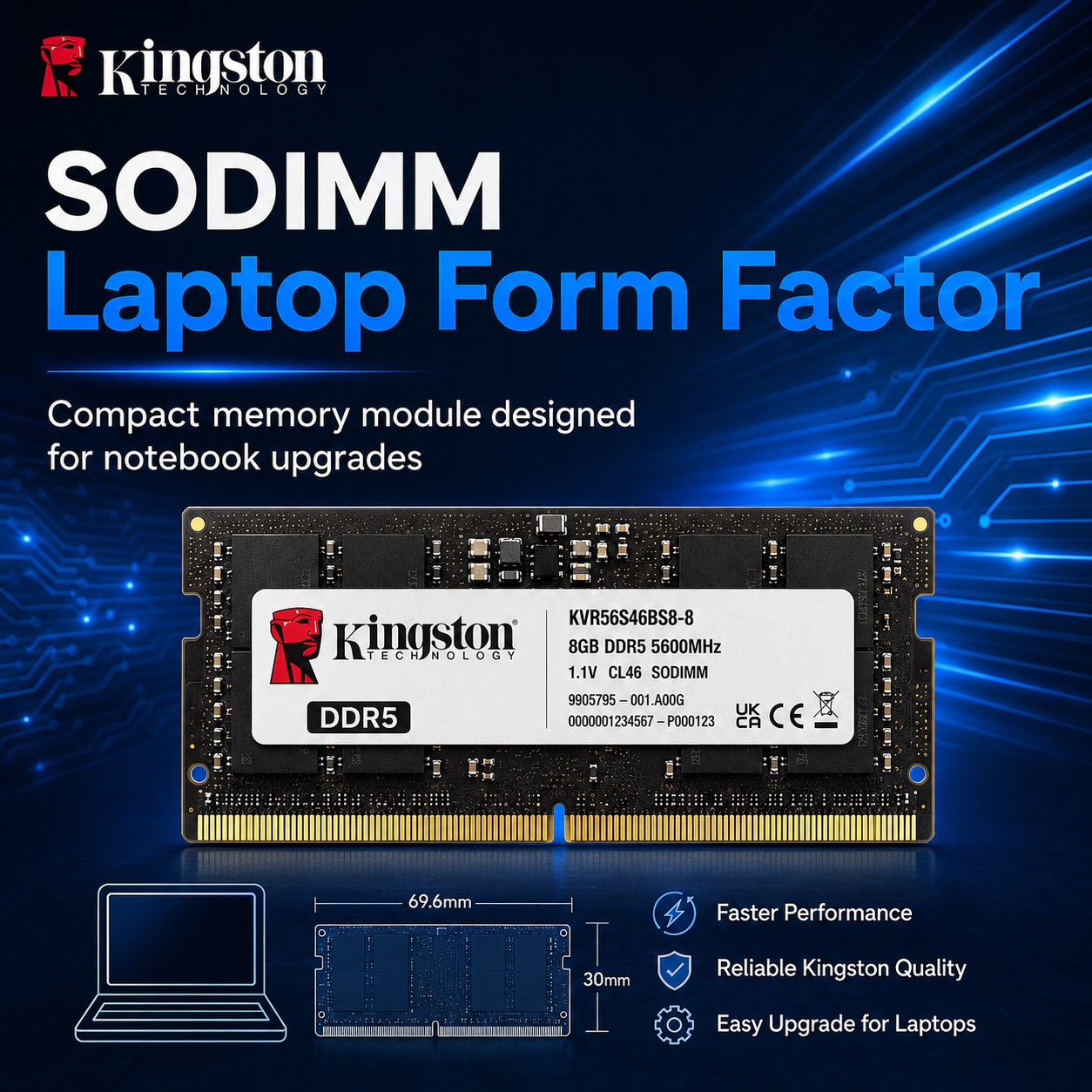 Kingston 8GB DDR5 5600MHz SODIMM Laptop RAM - image 3