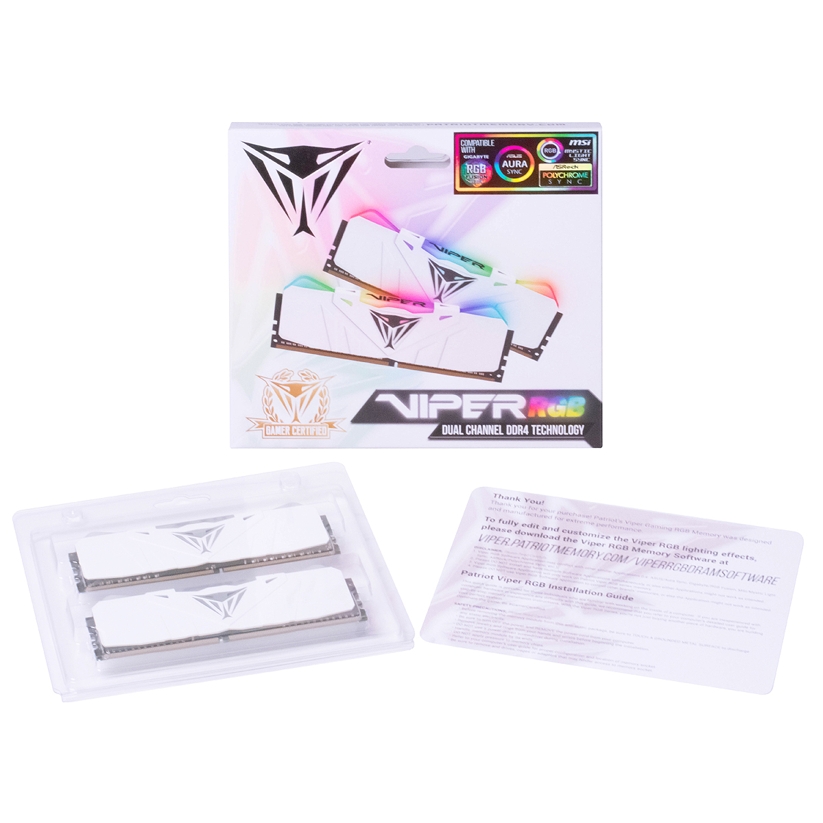 Patriot Viper RGB DDR4 16GB (2 x 8GB) 3600MHz CL18 UDIMM (White) - image 2