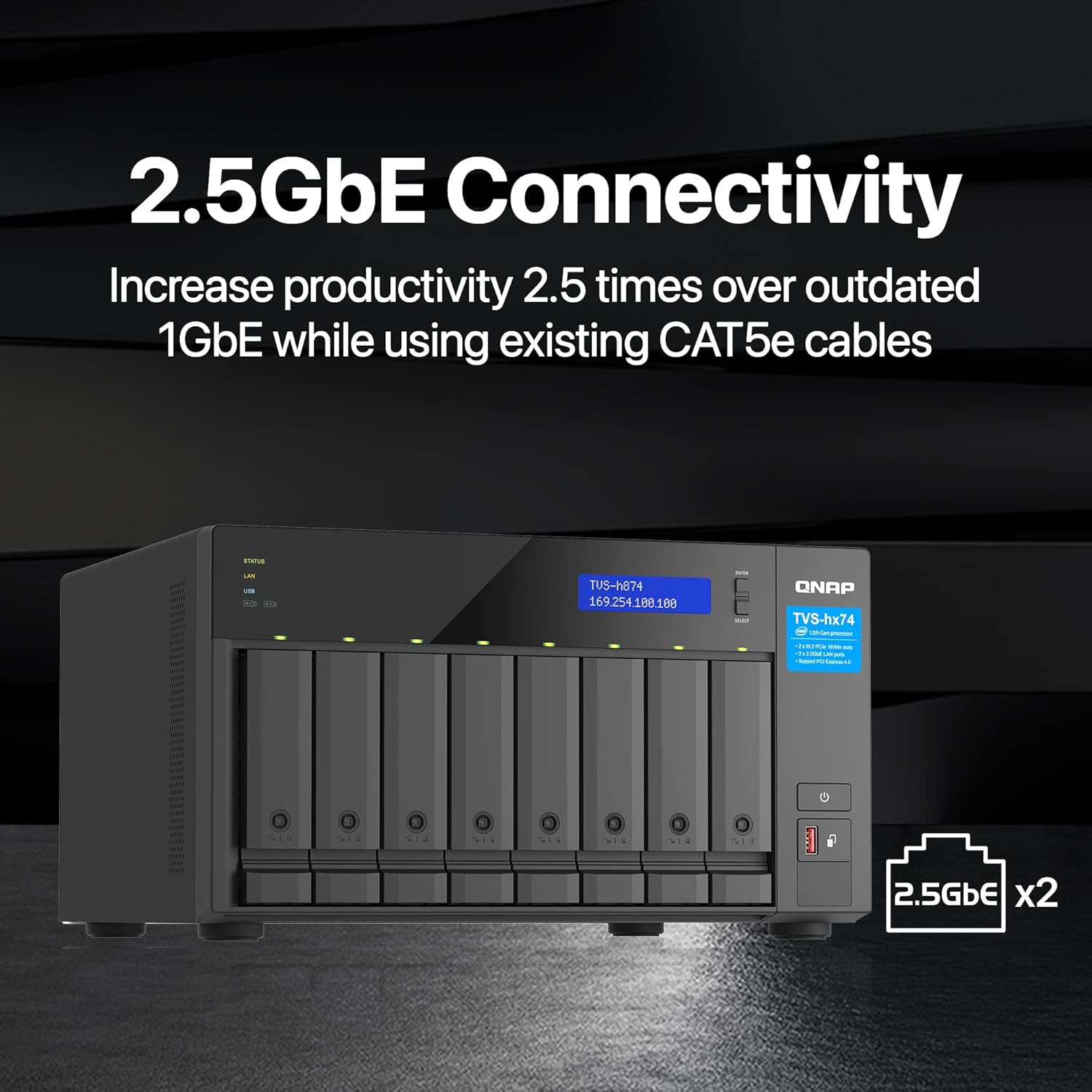 Qnap TVS-h874T-i9-64G 8 Bay High Speed Desktop NAS - image 3