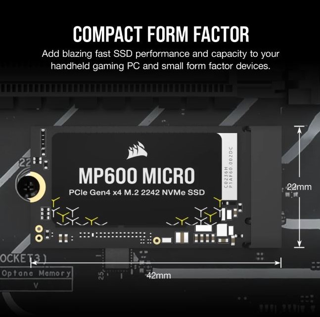 Corsair MP600 MICRO 2TB PCIe 4.0 (Gen4)x4 NVMe M.2 2242 SSD - image 2