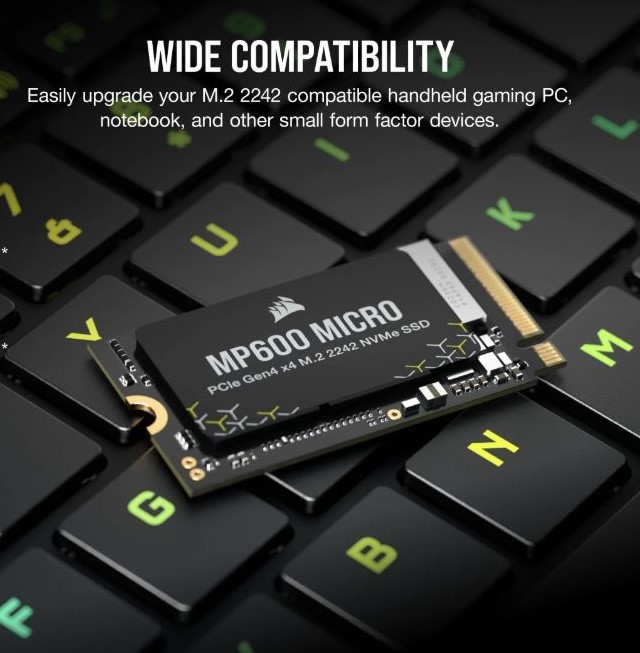 Corsair MP600 MICRO 2TB PCIe 4.0 (Gen4)x4 NVMe M.2 2242 SSD - image 3