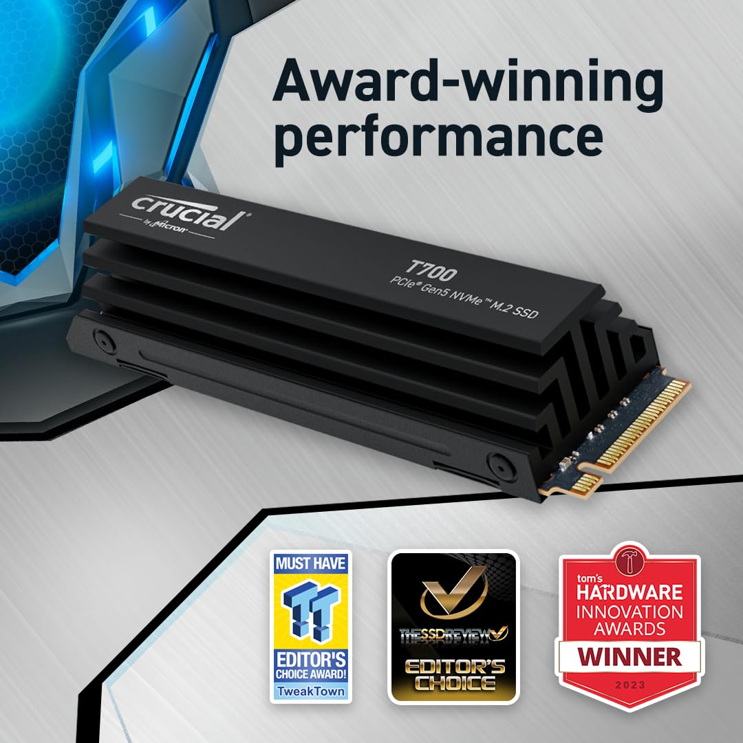 Crucial T700 1TB Gen5 NVMe M.2 SSD with Heatsink - image 3