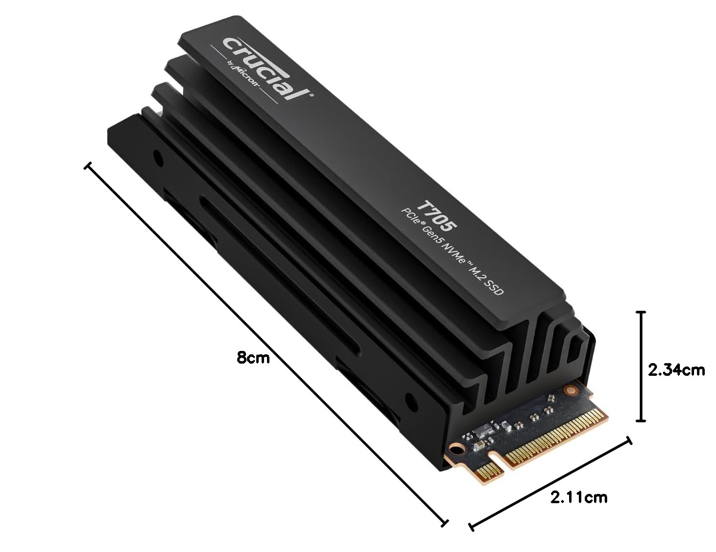 Crucial T705 2TB PCIe Gen5 NVMe M.2 SSD with heatsink - image 6