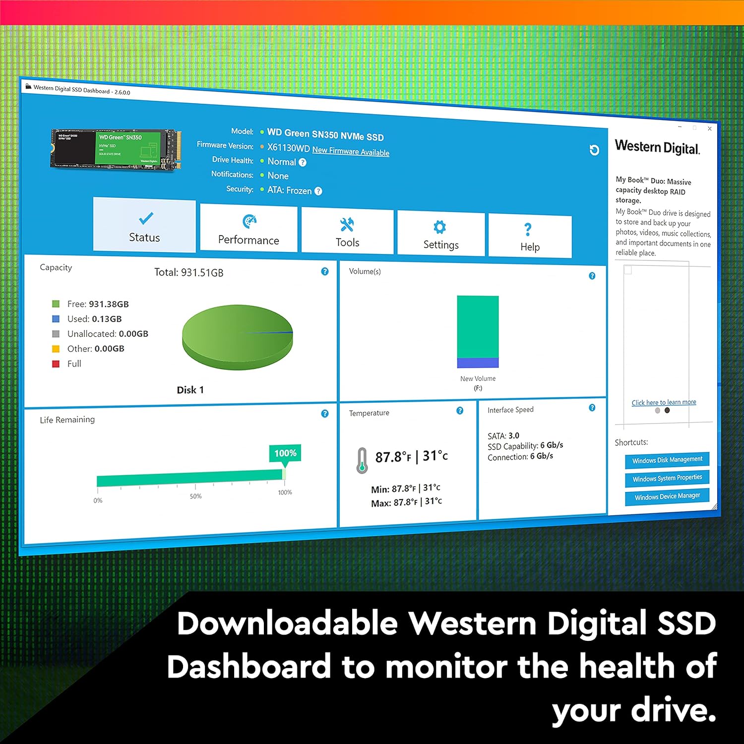 Western Digital Green SN350 NVMe 1TB Gen3 M.2 SSD - image 5